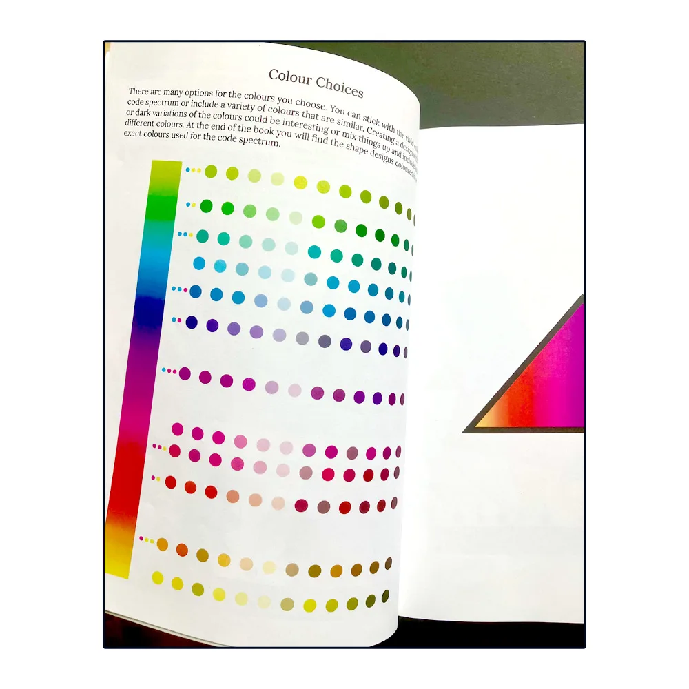 Open book page showing colour spectrum chart