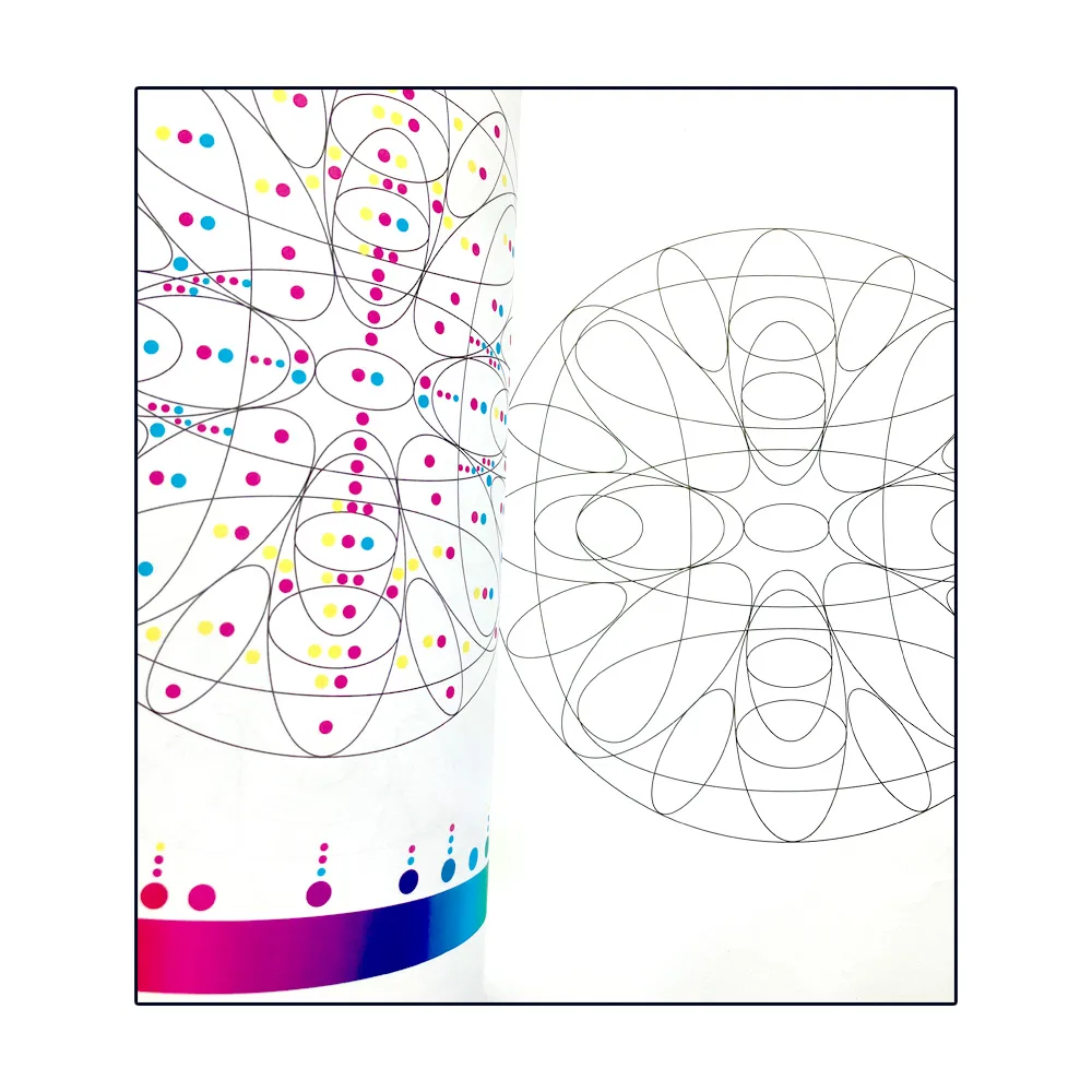 Abstract geometric pattern with colourful CMYK dots