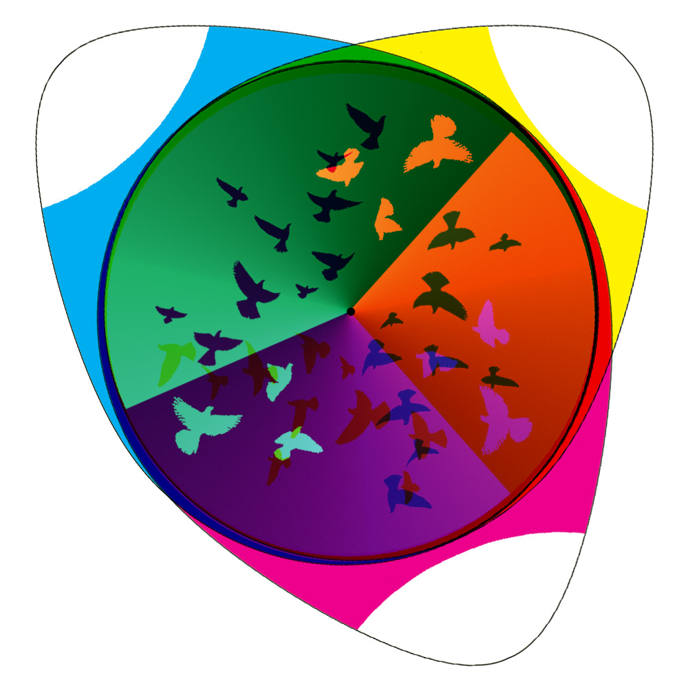 Colourful abstract design with flying birds