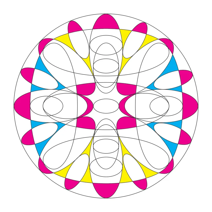 Colourful geometric pattern in circle
