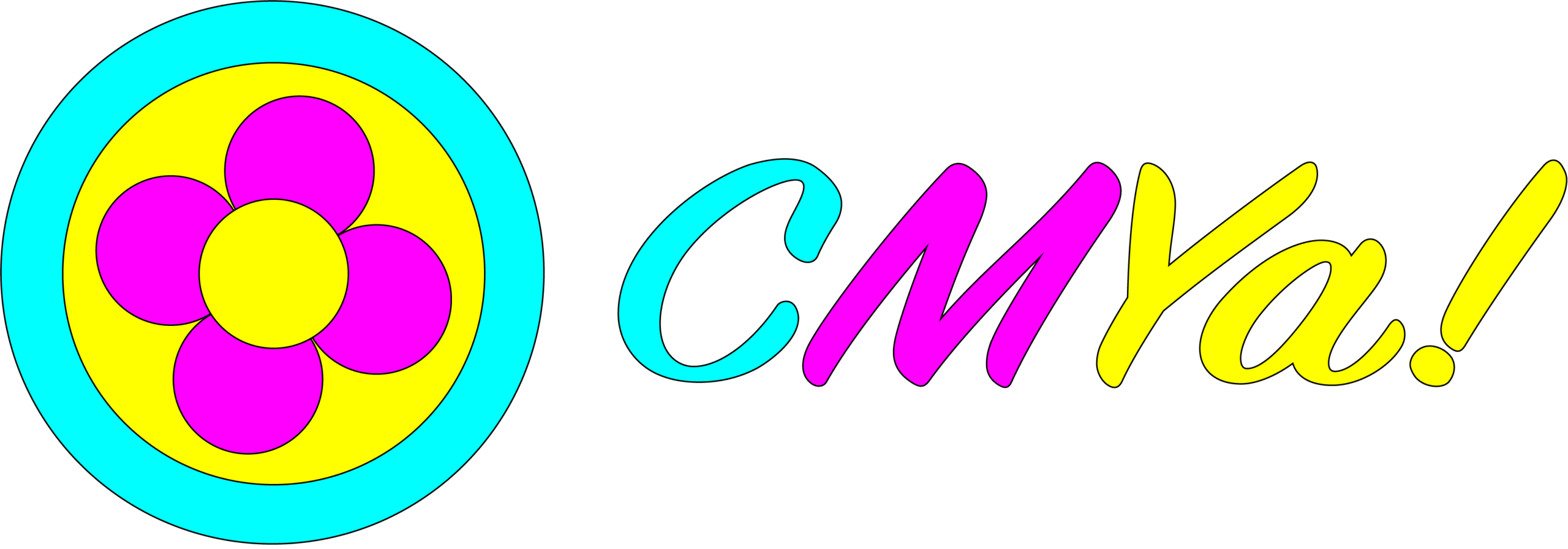 Colourful logo with text 'CMYa!'