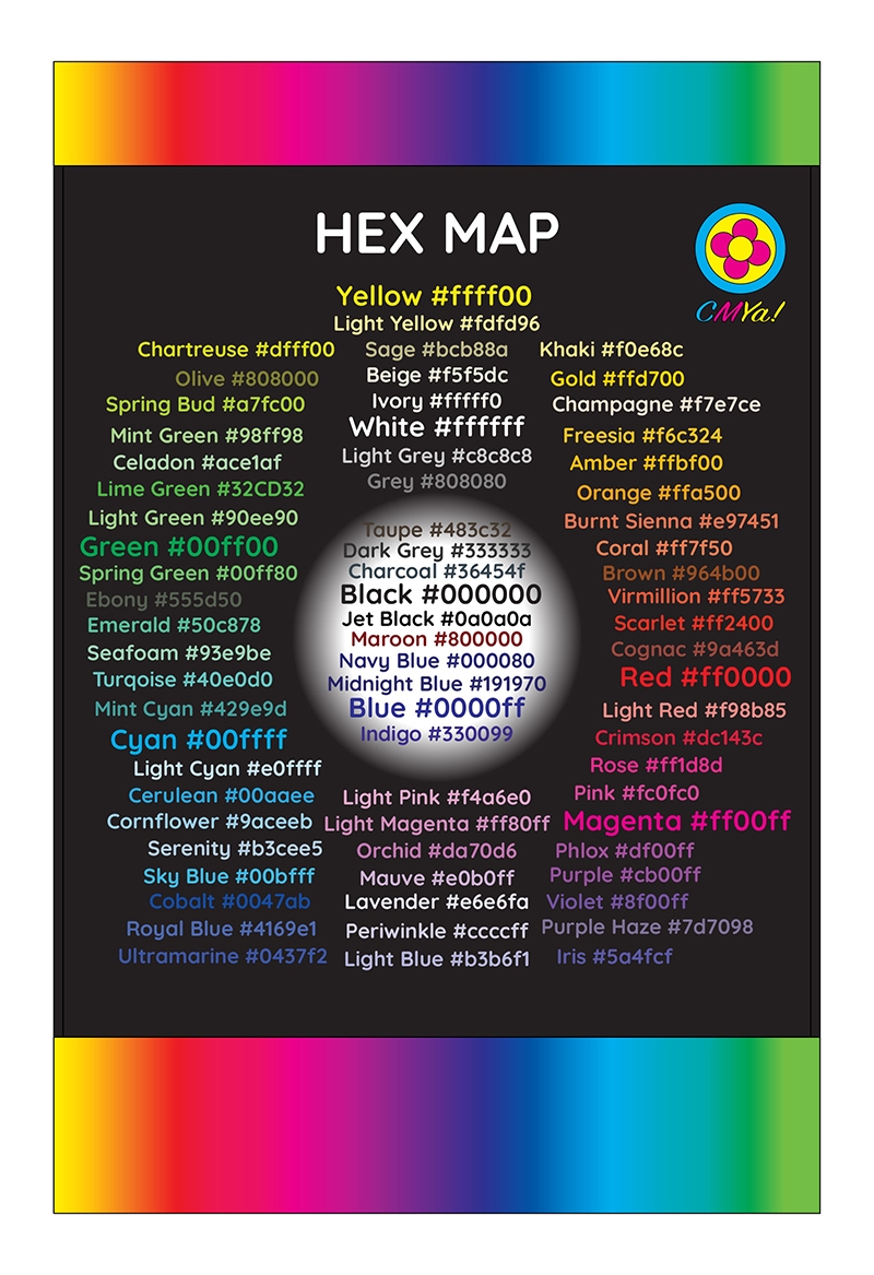 Hex colour map with various shades