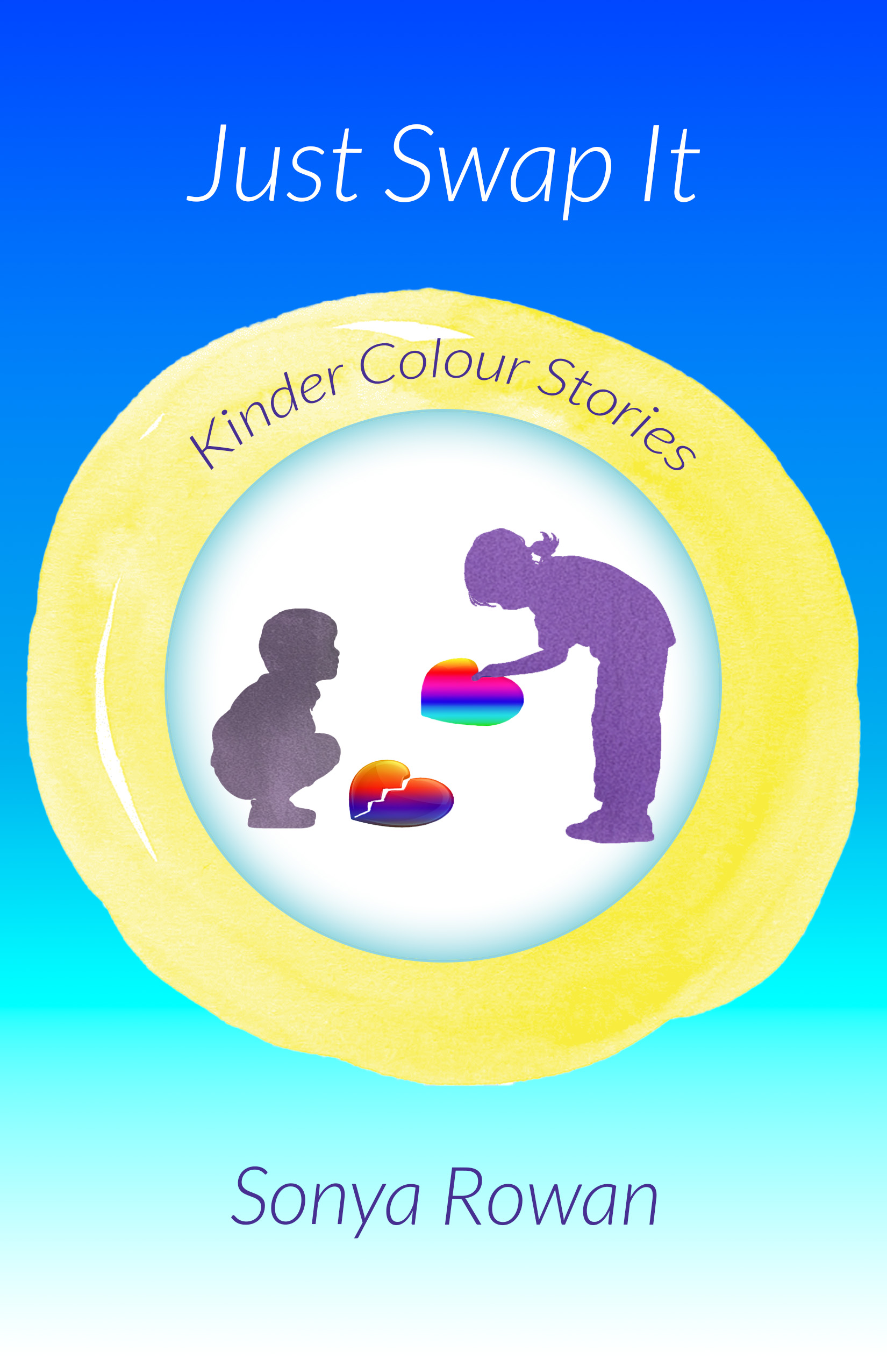 Children exchanging colourful hearts