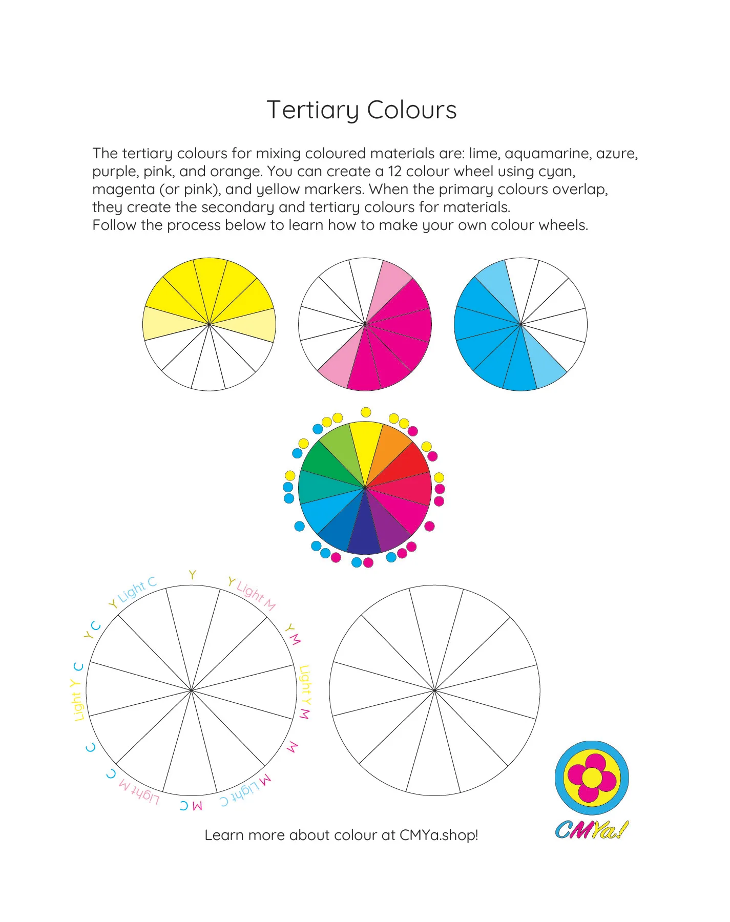 Tertiary colour wheel mixing diagram